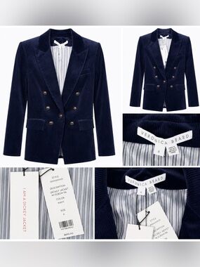 Veronica Beard Navy Corduroy Dickey Jacket Blazer Size 6 NWT ($695)